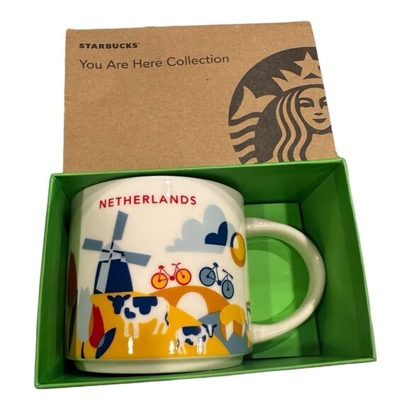 Starbucks Netherlands YAH Mug Windmill Bicycle Canal Coffee Cup You Are Here New - Picture 1 of 12